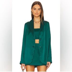 Show Me Your MuMu Emerald Green Satin Blazer